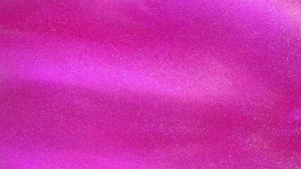 Wall Mural - white dust particles float slowly in a pink liquid. abstract girly moving background. white glitter 