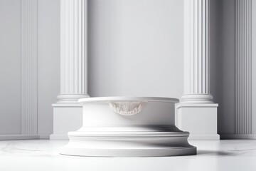 Luxury podium for product presentation, cosmetics pedestal, abstract background. Greek classic style. Generative AI