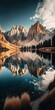 Wonderful scene of the Italian Dolomites reflected in a placid alpine lake Generative AI