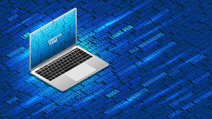 Computer terms isometric vector illustration	
