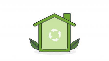 Canvas Print - home with ecology recycle arrows animation