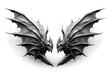 demonic dragon black wings isolated on white background