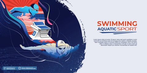 Swimming Sport Illustration Vector. Swimming Background for banner, poster, and flyer