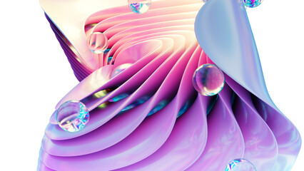 Wall Mural - 3d rendering of colorful abstract twisted shape in motion. computer generated geometric digital art