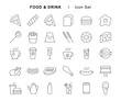 Food and drink icon set. Editable stroke.