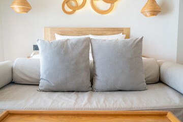 Canvas Print - comfortable pillows on end of bed sofa