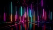 NEon lines abstract background, futuristic technology concept Generative AI
