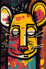 African Ethnic Illustration Of Mouse Made With Colorful Brush Strokes. Generative AI