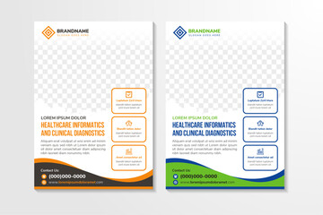 Wall Mural - corporate healthcare cover, page a4 template design and flat icons for a report and medical brochure