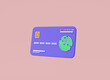 Credit card with fingerprint. Credit or debit card, financial security, online shopping, secure online payment, online banking, money transfer, payment protection concept. 3d rendering illustration