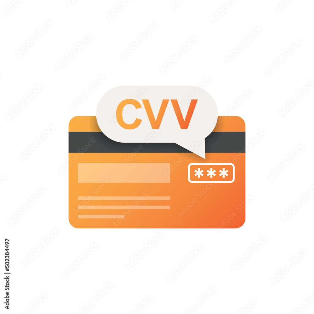 Cvv Code Png Credit card icon in flat style. CVV verification code vector ...