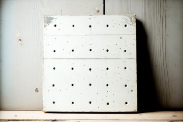 Wall Mural - vintage aged white wooden board with gray dots, created with generative ai