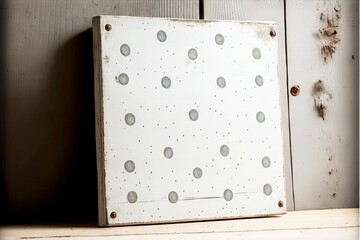 Wall Mural - vintage aged white wooden board with gray dots, created with generative ai