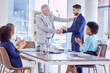 © Lune/peopleimages.com - Handshake, applause or happy business people with success, investment deal or b2b agreement in meeting. HR hiring welcome, thank you or job interview negotiation with senior human resources manager