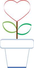 Wall Mural - Heart shaped flower with two leaves, planted in a pot