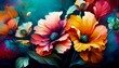 Vibrant Floral Panorama: Colorful Blooms in Full Bloom. Generative AI.