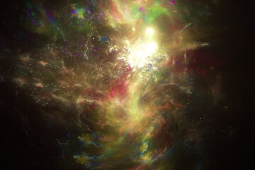 Wall Mural - multicolored stardust cloud in black space. abstract fractal 3d rendering