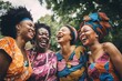 © bomoge.pl - Sisters in the Park: Diverse African Women Celebrate Beauty and Friendship Outdoors. Generative AI.