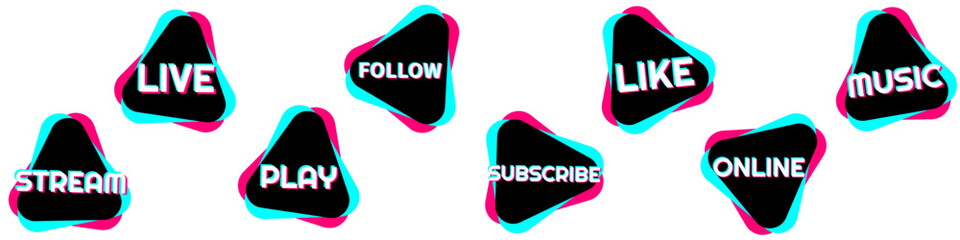 Wall Mural - set of stickers for a popular social network. black - blue - pink sticker on white background. moder