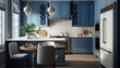 Coastal Classic A Timeless Kitchen with Nautical Touches and Blue Hues, Modern Kitchen room illustrator 