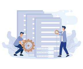 Database storage concept, programming language, data science tools, flat vector modern illustration 