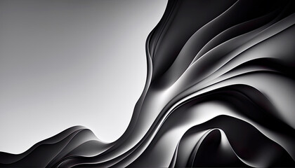 Abstract Background with 3D Wave in black and white. Generative AI.