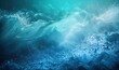  a blue ocean with waves and bubbles in the water and a light blue sky in the background with a light blue sky and some light blue water. generative ai