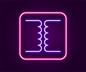 Poster - glowing neon line electrical transformer icon isolated on black background. colorful outline concept