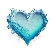Heart Love Of Water Splashes, Concept Of Need For Drinking Water Isolated Transparent Png. Generative Ai