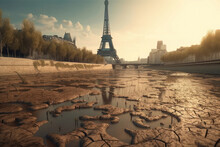 Paris In Drought: Effects Of Global Warming. Generative Ai