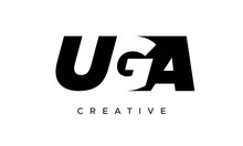 UGA Letters Negative Space Logo Design. Creative Typography Monogram Vector	