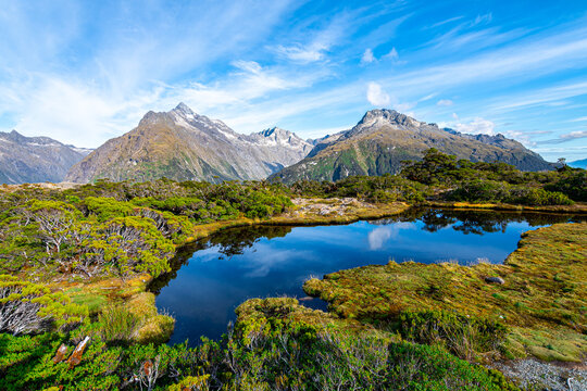 views of fiordland national park in new zealand