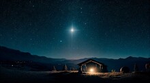 The Star Shines Over The Manger Of Christmas Of Jesus Christ. Concept. Generative AI.
