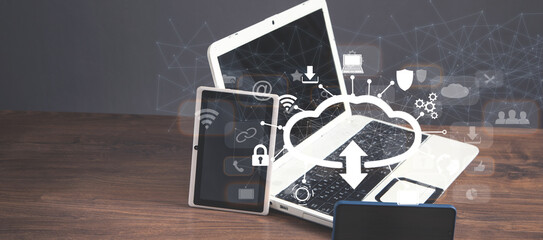 Wall Mural - cloud computing technology and online data storage.