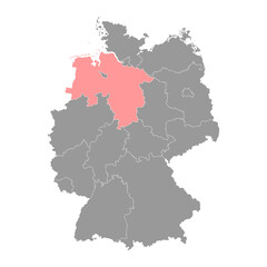  Lower Saxony state map. Vector illustration.