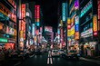 A night of a neon street at the downtown Generative AI