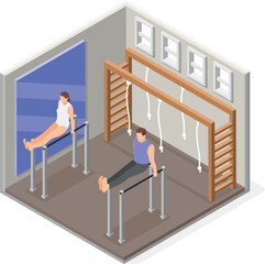 Poster - Gymnastics Bars Isometric Composition