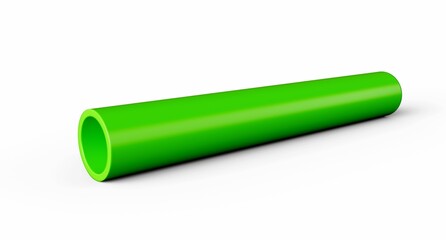 Poster - 3D rendering of a green PVC pipe isolated on a white background