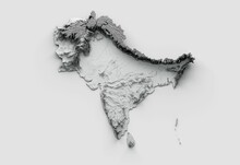 Subcontinent Map Of India, Pakistan, Nepal, Bhutan, Bangladesh, Sri Lanka, And The Maldives