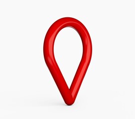 Sticker - 3d illustration of a red map pin pointer made with a red round pipe isolated on a white background