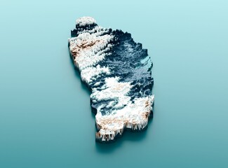 Poster - 3d illustration of a topographic spectral shaded relief map of Dominica