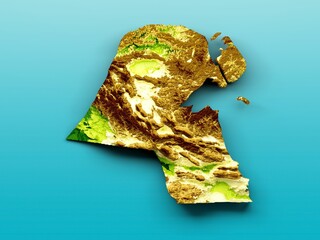 Sticker - 3d illustration of a Kuwait map isolated on a blue background