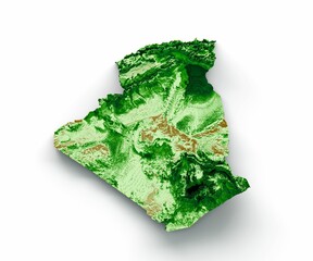 Sticker - 3d illustration of the realistic Algeria Topographic Map with isolated on the white background