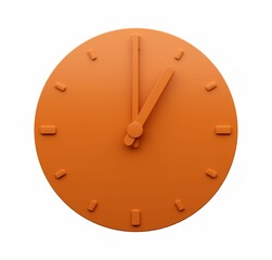 Sticker - Beautiful minimalistic design of an orange clock showing one o'clock isolated on white background