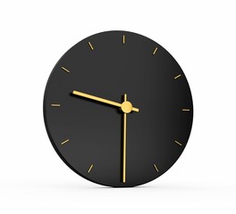 Sticker - Premium Gold Clock icon isolated half past Nine o clock black icon, 3d illustration