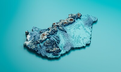 Poster - Blue Topographic Hungary Map Hypsometric Elevation tint Spectral Shaded relief map 3d illustration