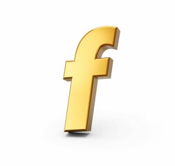 Sticker - 3d rendering of the Golden alphabet letter F on white isolated background