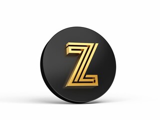 Poster - 3d rendering of royal gold Modern Font, alphabet Letter Z on the Black button icon