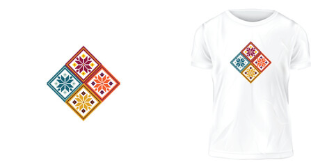 Wall Mural - t shirt design concept, Jamdani pattern