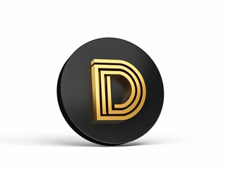 Wall Mural - 3d illustration of the gold modern font letter D on a white background